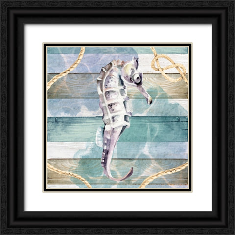 Seahorse Black Ornate Wood Framed Art Print with Double Matting by ND Art