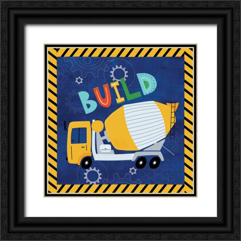 Build - Cement Truck Black Ornate Wood Framed Art Print with Double Matting by ND Art