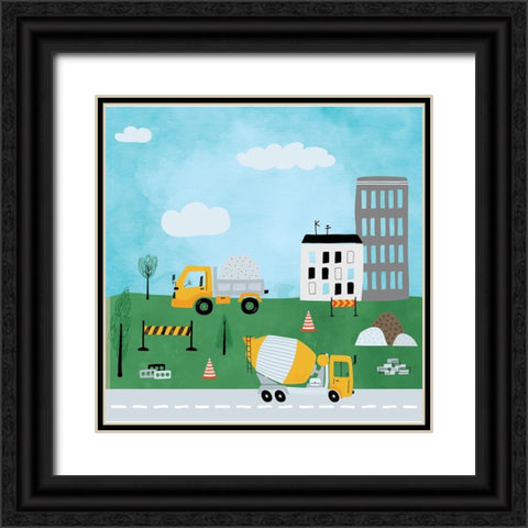 Construction Zone Black Ornate Wood Framed Art Print with Double Matting by ND Art
