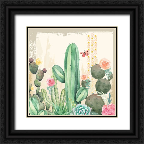 Southwest Cactus III Black Ornate Wood Framed Art Print with Double Matting by ND Art