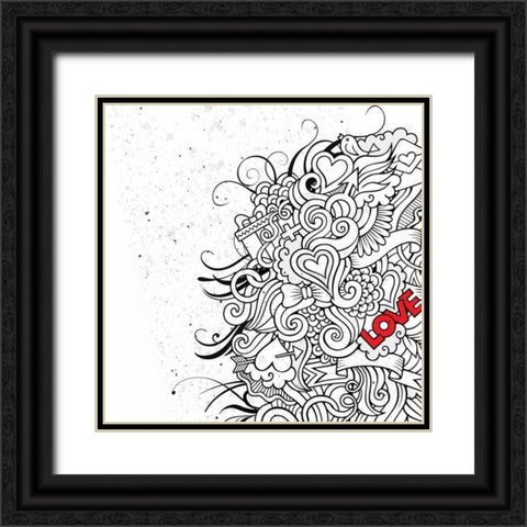 Love Flair Black Ornate Wood Framed Art Print with Double Matting by BoMo