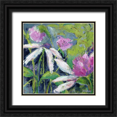 Lavender Flower Fields Black Ornate Wood Framed Art Print with Double Matting by Pamela J. Wingard