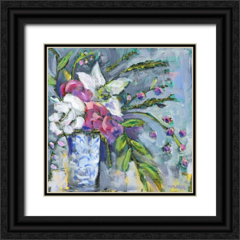 Blue and White Lavender II Black Ornate Wood Framed Art Print with Double Matting by Pamela J. Wingard
