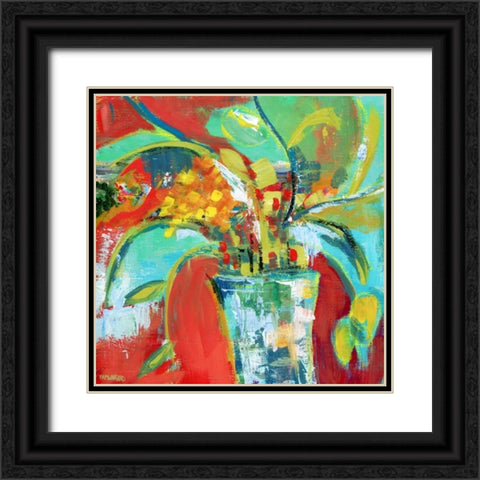 Abstract Floral Black Ornate Wood Framed Art Print with Double Matting by Pamela J. Wingard