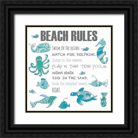 Beach Rules Fish Black Ornate Wood Framed Art Print with Double Matting by Pamela J. Wingard