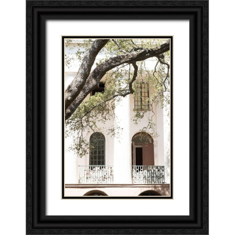 Charleston Garden Balcony Black Ornate Wood Framed Art Print with Double Matting by Murdock, Ramona