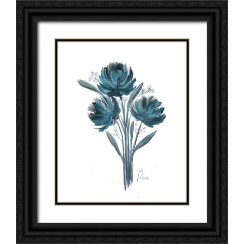 Teal Bouquet II Black Ornate Wood Framed Art Print with Double Matting by Murdock, Ramona