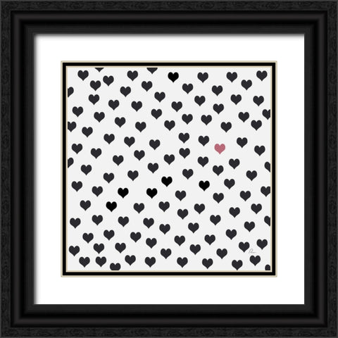 Hearts II Black Ornate Wood Framed Art Print with Double Matting by Murdock, Ramona