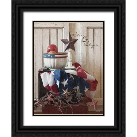 Stars and Stripes Black Ornate Wood Framed Art Print with Double Matting by Eva, Shawnda