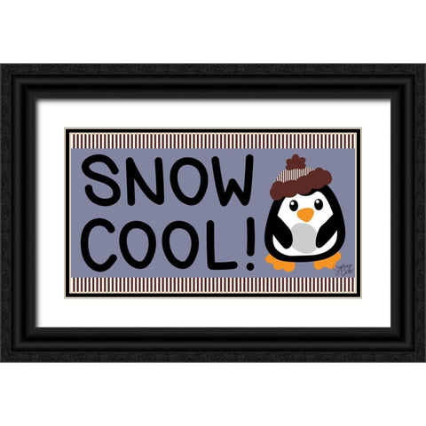 Snow Cool! Black Ornate Wood Framed Art Print with Double Matting by Dicks, Stephanie