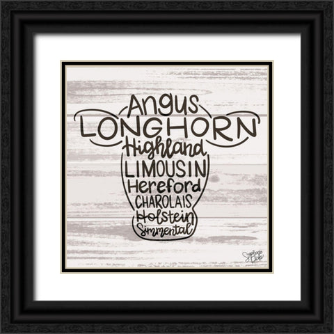 Longhorn Black Ornate Wood Framed Art Print with Double Matting by Dicks, Stephanie