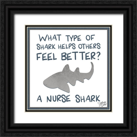Nurse Shark Black Ornate Wood Framed Art Print with Double Matting by Dicks, Stephanie