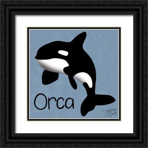 Orca Black Ornate Wood Framed Art Print with Double Matting by Dicks, Stephanie