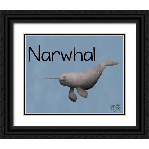 Narwhal Black Ornate Wood Framed Art Print with Double Matting by Dicks, Stephanie