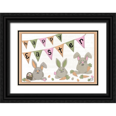Happy Easter Black Ornate Wood Framed Art Print with Double Matting by Dicks, Stephanie