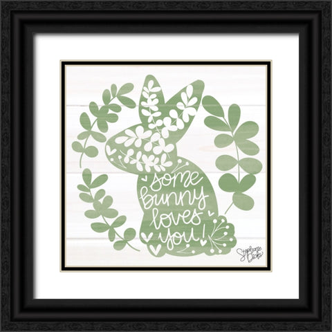 Bunny Love Black Ornate Wood Framed Art Print with Double Matting by Dicks, Stephanie