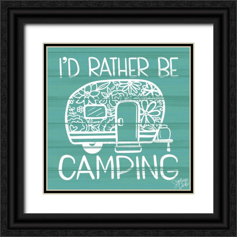 Camping Black Ornate Wood Framed Art Print with Double Matting by Dicks, Stephanie