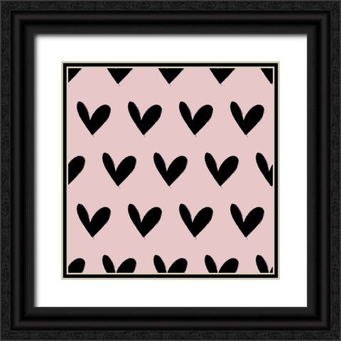 Heart Pattern Black Ornate Wood Framed Art Print with Double Matting by Dicks, Stephanie