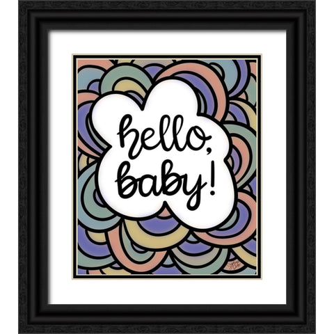 Hello-Baby!  Black Ornate Wood Framed Art Print with Double Matting by Dicks, Stephanie