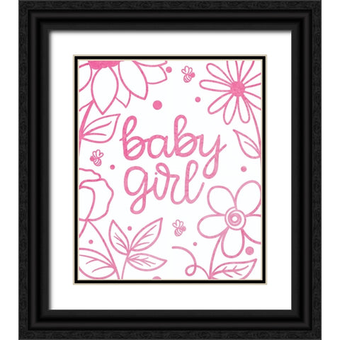 Baby Girl Black Ornate Wood Framed Art Print with Double Matting by Dicks, Stephanie
