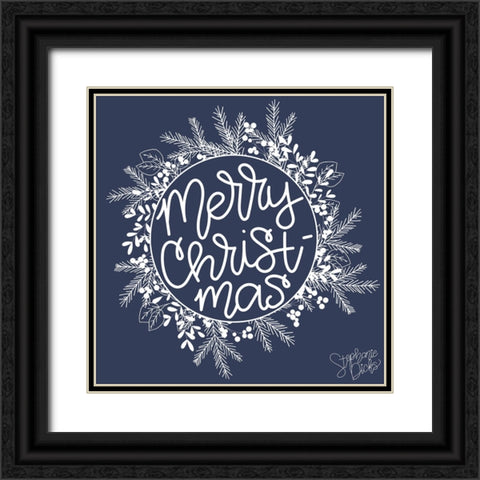 Merry Christmas Black Ornate Wood Framed Art Print with Double Matting by Dicks, Stephanie