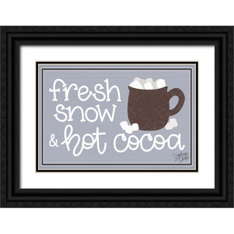 Fresh Snow and Hot Cocoa Black Ornate Wood Framed Art Print with Double Matting by Dicks, Stephanie