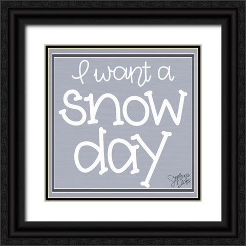 Snow Day Black Ornate Wood Framed Art Print with Double Matting by Dicks, Stephanie