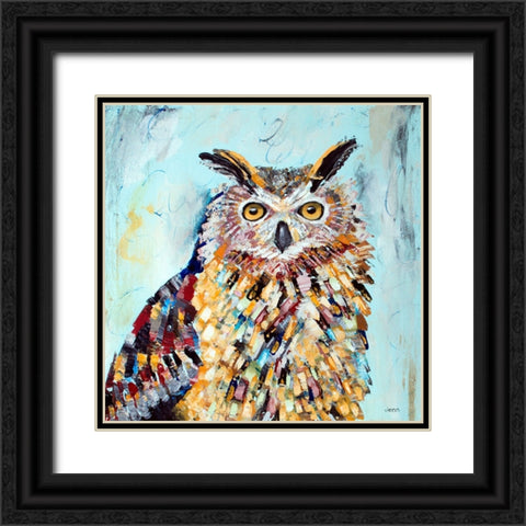 Great Horned Owl Black Ornate Wood Framed Art Print with Double Matting by Seeley, Jenn