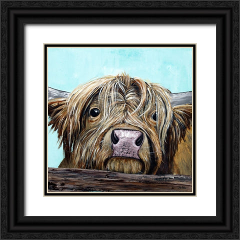 Beth the Cow Black Ornate Wood Framed Art Print with Double Matting by Seeley, Jenn