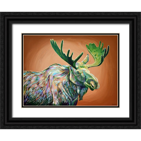Moose No. 2 Black Ornate Wood Framed Art Print with Double Matting by Seeley, Jenn
