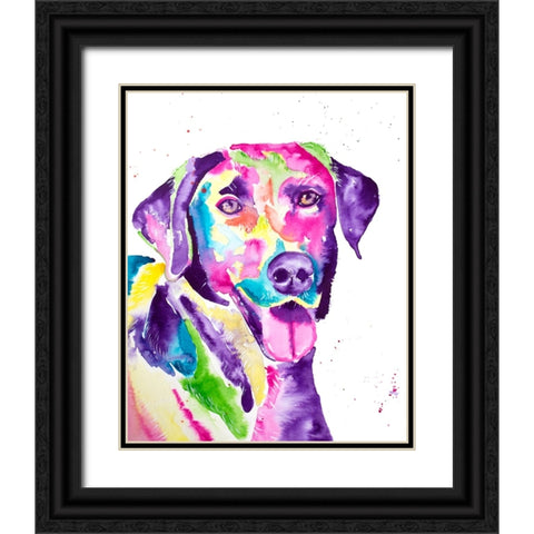 Colorful Black Lab Black Ornate Wood Framed Art Print with Double Matting by Seeley, Jenn