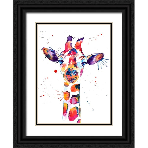 A Giraffe Named Steve Black Ornate Wood Framed Art Print with Double Matting by Seeley, Jenn