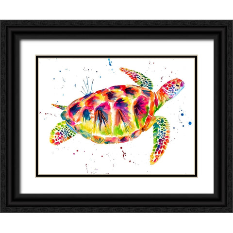 Sea Turtle Black Ornate Wood Framed Art Print with Double Matting by Seeley, Jenn