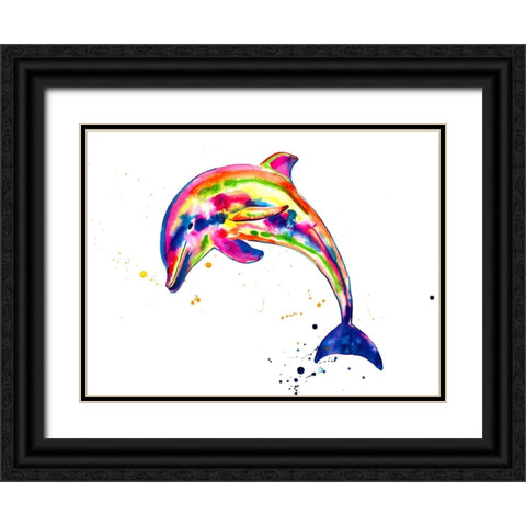 Dolphin Black Ornate Wood Framed Art Print with Double Matting by Seeley, Jenn