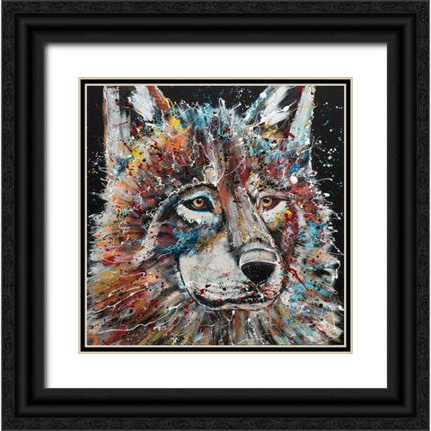 Electric Wolf Black Ornate Wood Framed Art Print with Double Matting by Seeley, Jenn
