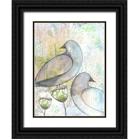 Two Birds Black Ornate Wood Framed Art Print with Double Matting by Ogren, Sarah