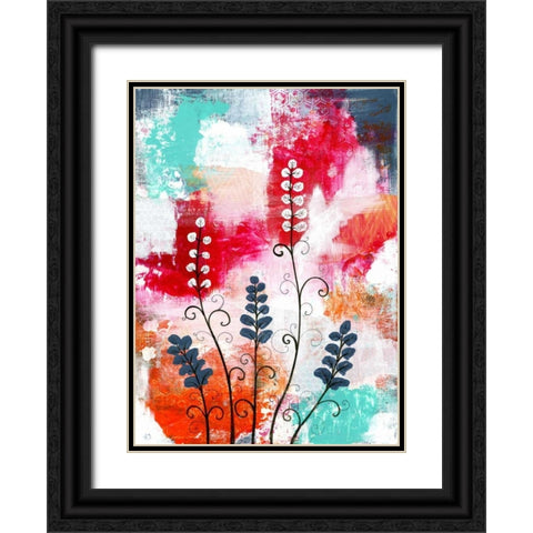 Bright Abstract with Flowers Black Ornate Wood Framed Art Print with Double Matting by Ogren, Sarah