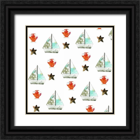 Sailboats Pattern Black Ornate Wood Framed Art Print with Double Matting by Ogren, Sarah