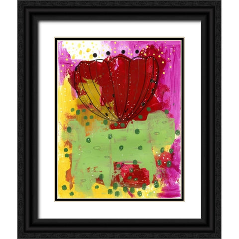 Red Flower Abstract Black Ornate Wood Framed Art Print with Double Matting by Ogren, Sarah