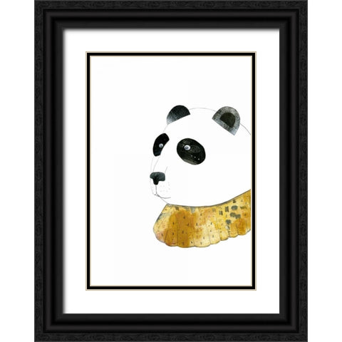 Panda with Gold Collar Black Ornate Wood Framed Art Print with Double Matting by Ogren, Sarah