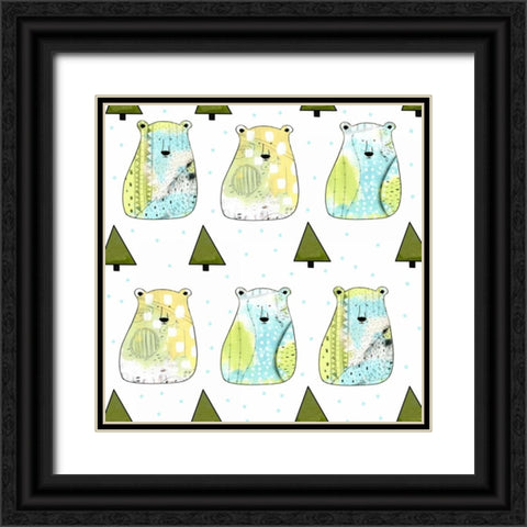 Three Bears Pattern Black Ornate Wood Framed Art Print with Double Matting by Ogren, Sarah