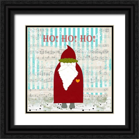 Ho Ho Ho Santa Black Ornate Wood Framed Art Print with Double Matting by Ogren, Sarah