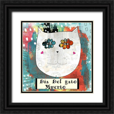 Day of the Dead Cat Black Ornate Wood Framed Art Print with Double Matting by Ogren, Sarah