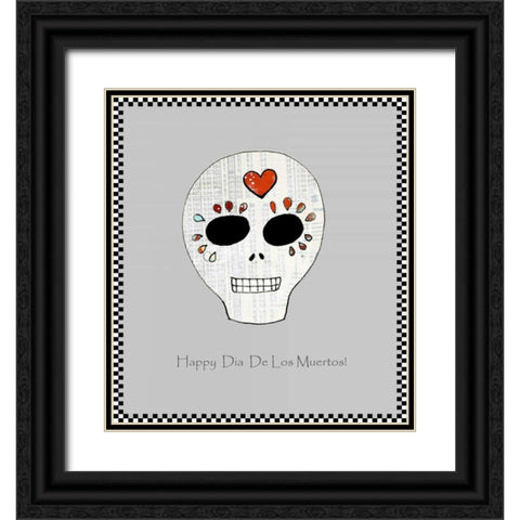 Sugar Skull Black Ornate Wood Framed Art Print with Double Matting by Ogren, Sarah
