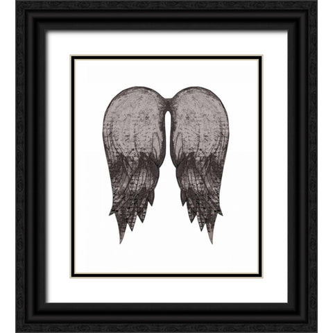 Black Angel Wings Black Ornate Wood Framed Art Print with Double Matting by Ogren, Sarah