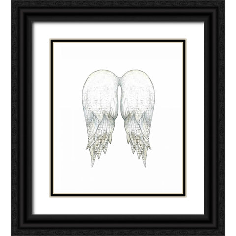 White Angel Wings Black Ornate Wood Framed Art Print with Double Matting by Ogren, Sarah