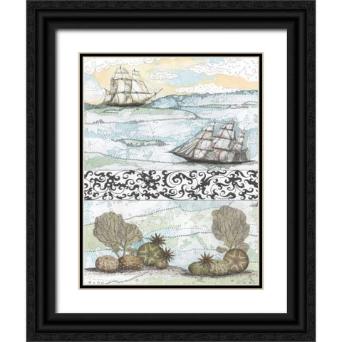 Boats and Coral Black Ornate Wood Framed Art Print with Double Matting by Ogren, Sarah