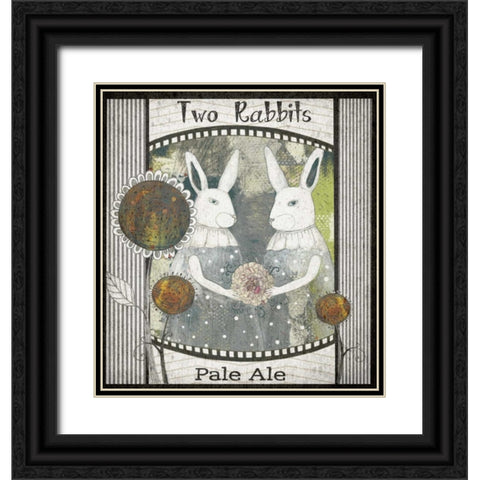 Two Rabbits Pale Ale Black Ornate Wood Framed Art Print with Double Matting by Ogren, Sarah
