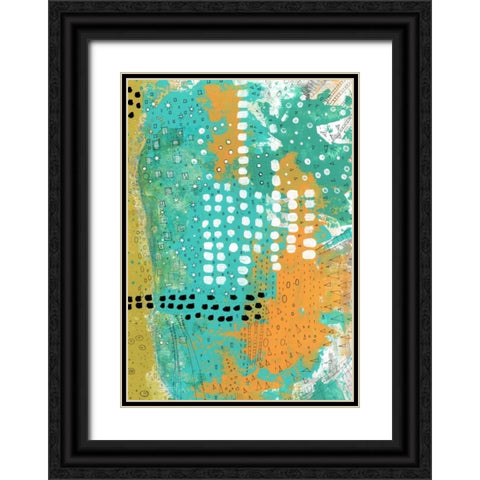 Orange and Green Abstract Black Ornate Wood Framed Art Print with Double Matting by Ogren, Sarah