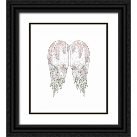 Wings with Pink Feathers Black Ornate Wood Framed Art Print with Double Matting by Ogren, Sarah
